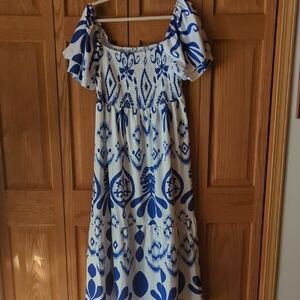 SHEIN Blue and White Maxi Dress